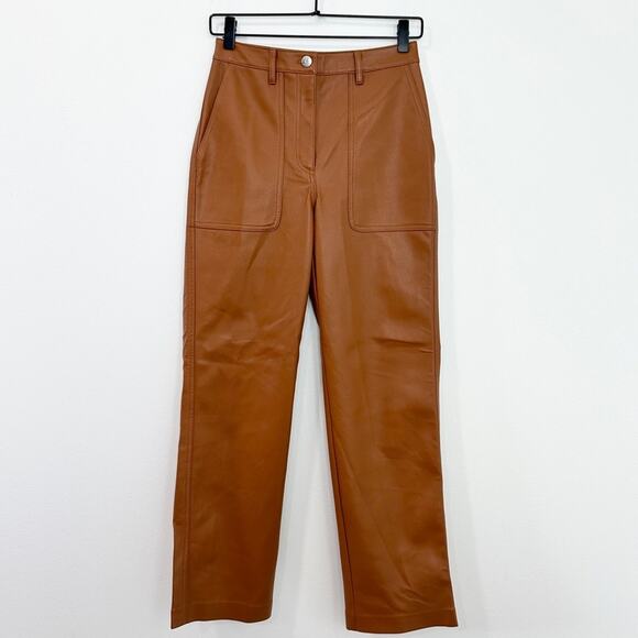 Aritzia Wilfred Free Lucy Pant Camel Vegan Leather Size 2 Neutral Capsule - Picture 2 of 9